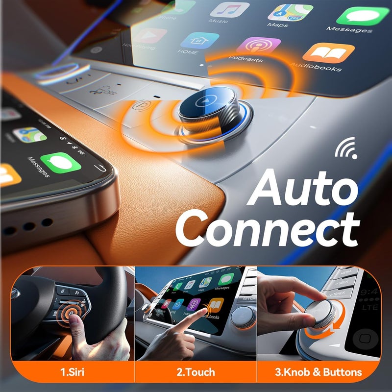 Cleviton محول Apple Carplay اللاسلكي، أصغر بنسبة 60%، اتصال سريع ومستقر 3X، بلوتوث 5.3 وواي فاي 6، دنجلي Carplay صغير يدعم الخرائط والموسيقى لهواتف iPhone 5~16، مناسب لـ 927+ سيارة، USB A/C، رمادي - Image 3
